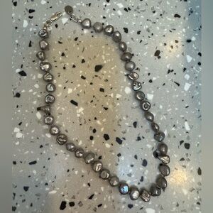 Sea + Pattern Fossil Frosted Pearl Necklace